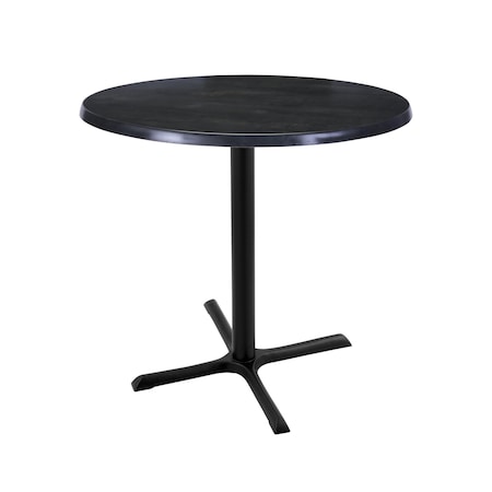 36 Tall In/Outdoor All-Season Table,30 Dia. Black Steel Top